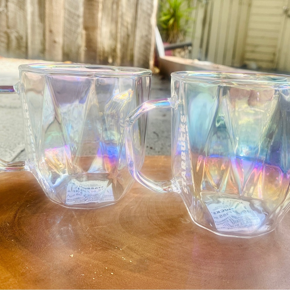 Starbucks Holiday 2023, Iridescent, Rainbow, Prism Coffee Mugs. Set of 2